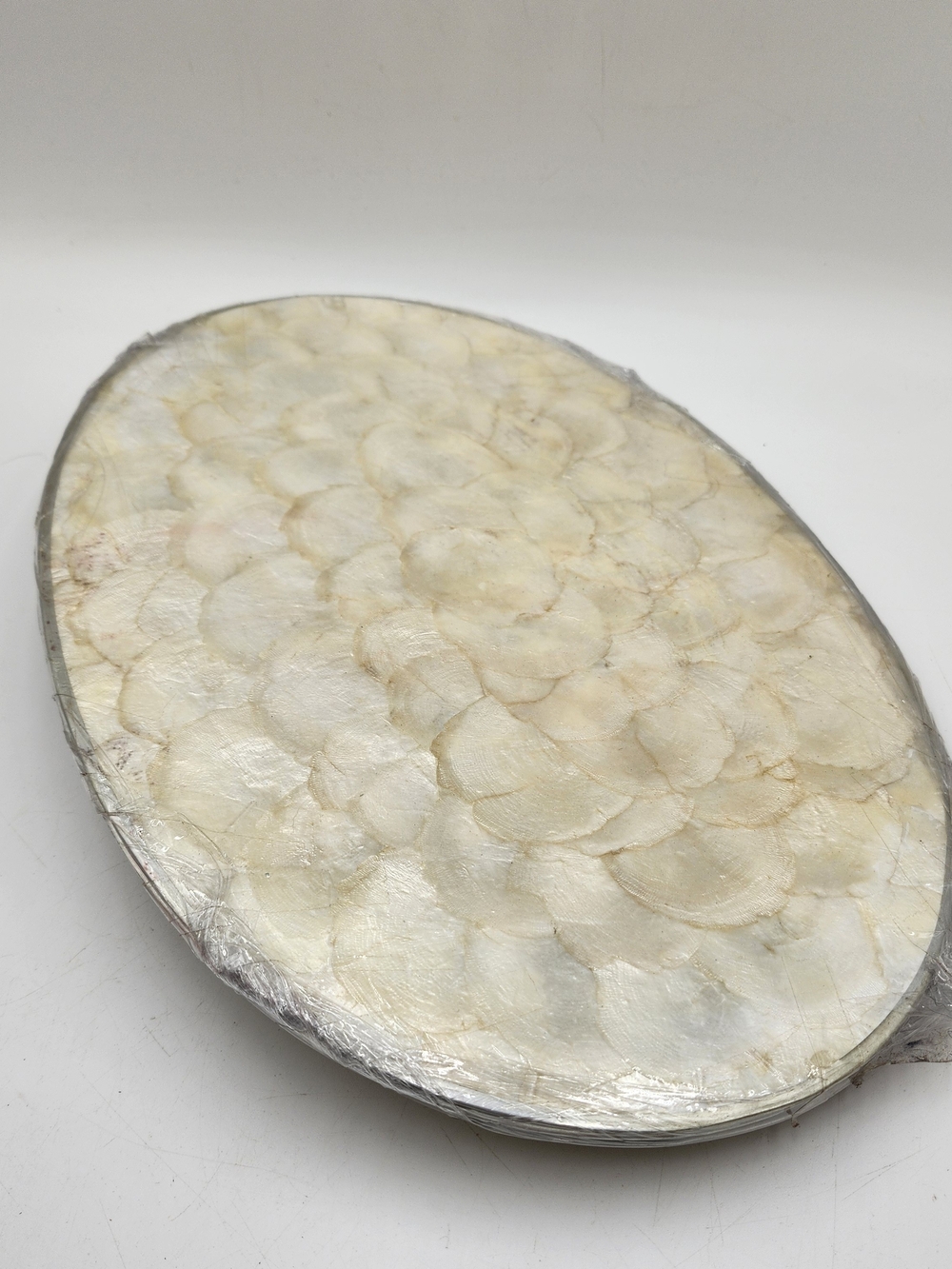 Vintage Mother of Pearl Shell Placemat Coaster Napkin Ring Set New Capiz - Picture 9 of 12